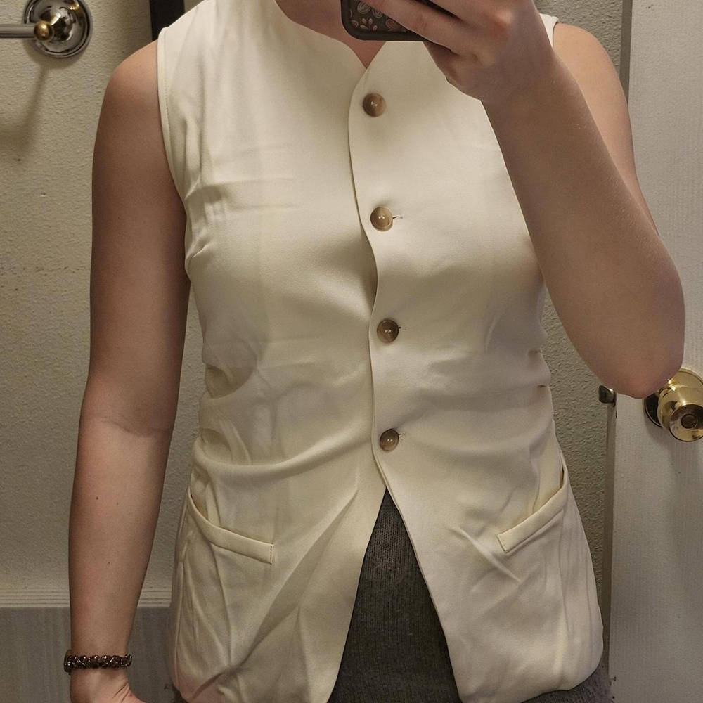 H&M Cream Button-Up Vest